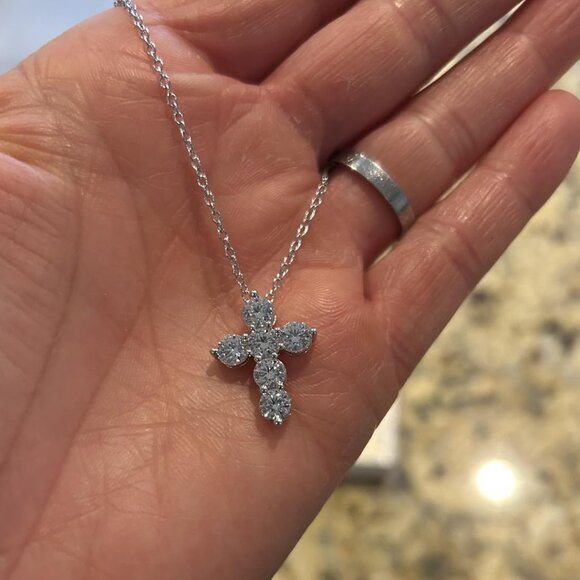 Neiman Marcus 14k White Gold Plated Faith Necklace - Picture 3 of 4